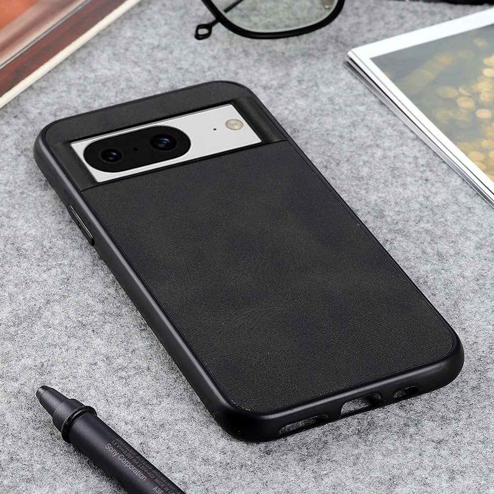 Google Pixel 8 Leather Covered Plastic Case - Black