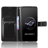 Asus ROG Phone 7 Leather Flip Case w. Wallet & Strap - Black