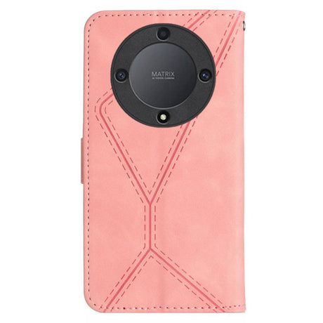 Honor Magic5 Lite Leather Case with Wallet and Strap - Pink