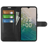 EIDERWOOD Nokia C32 Faux Leather Flip Case with Cardholder & Stand Function - Black