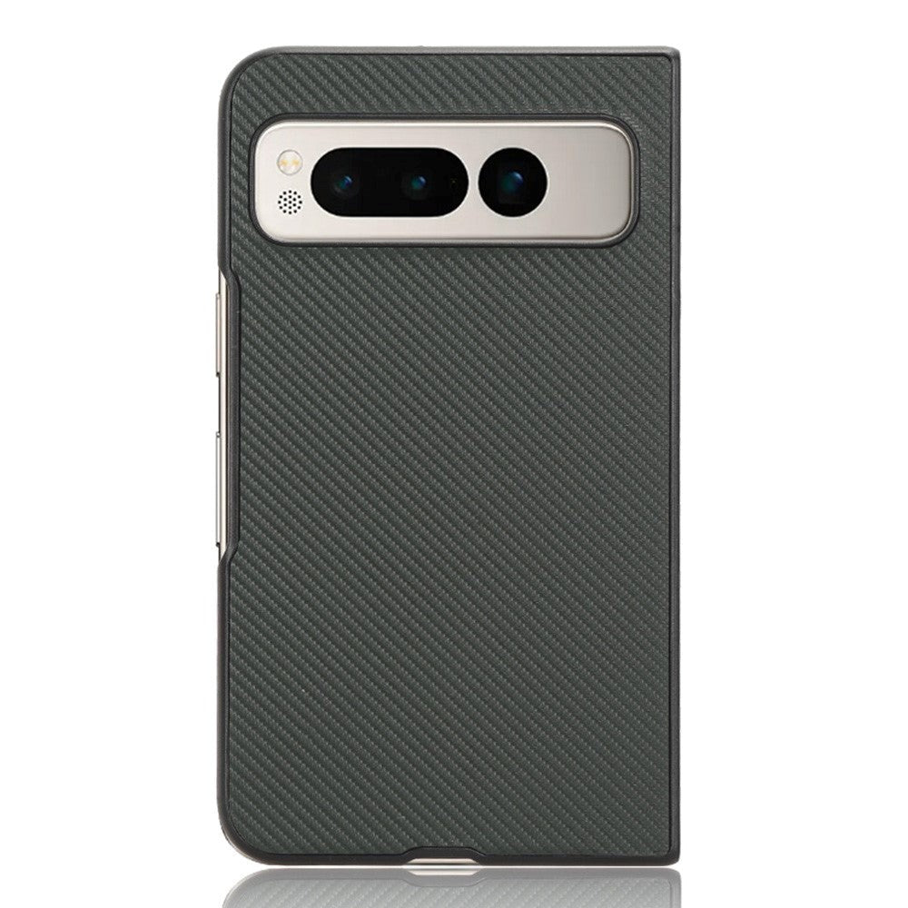 Google Pixel Fold Leather Covered Plastic Case - Green Carbon