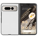 Google Pixel Fold Leather Covered Plastic Case - White Carbon