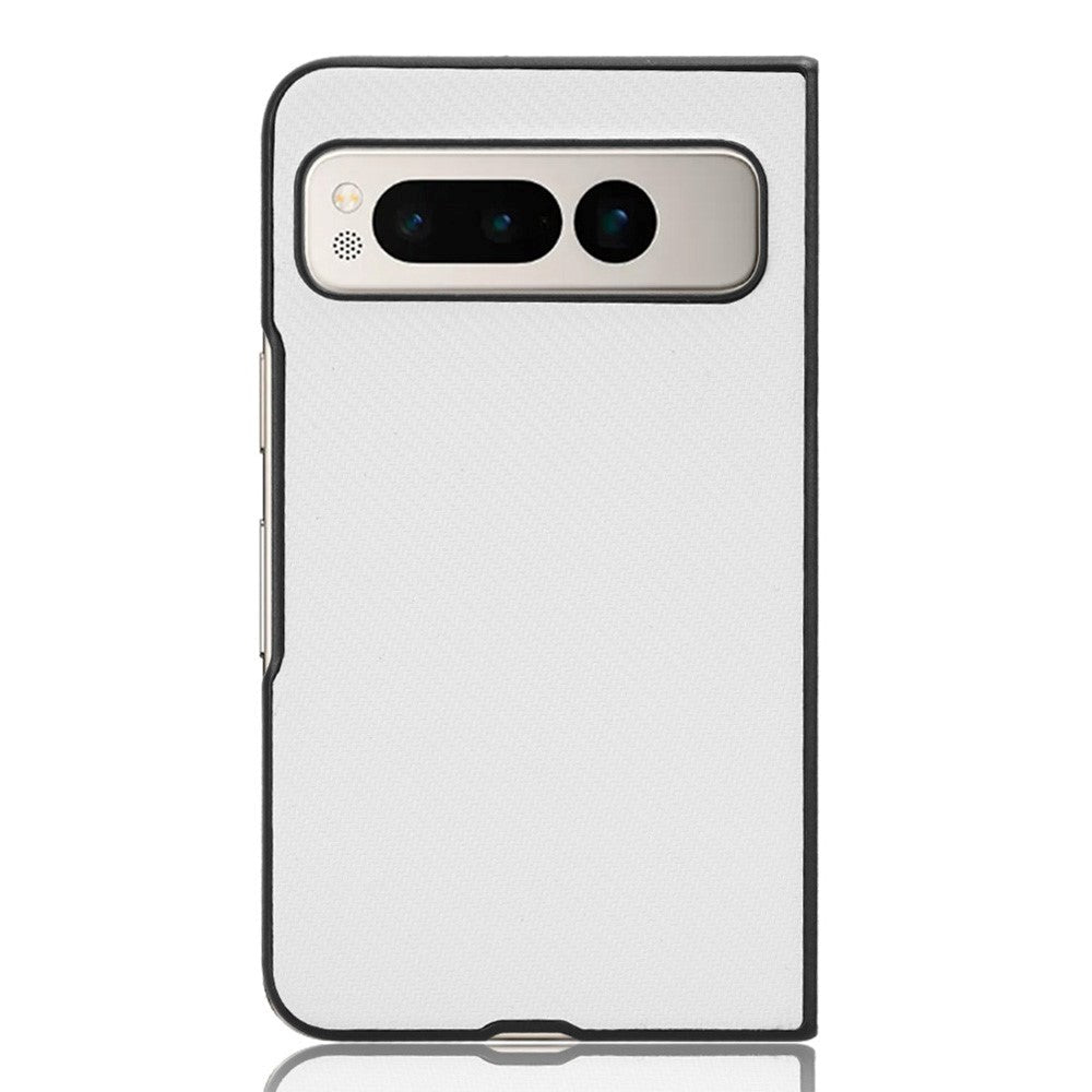 Google Pixel Fold Leather Covered Plastic Case - White Carbon