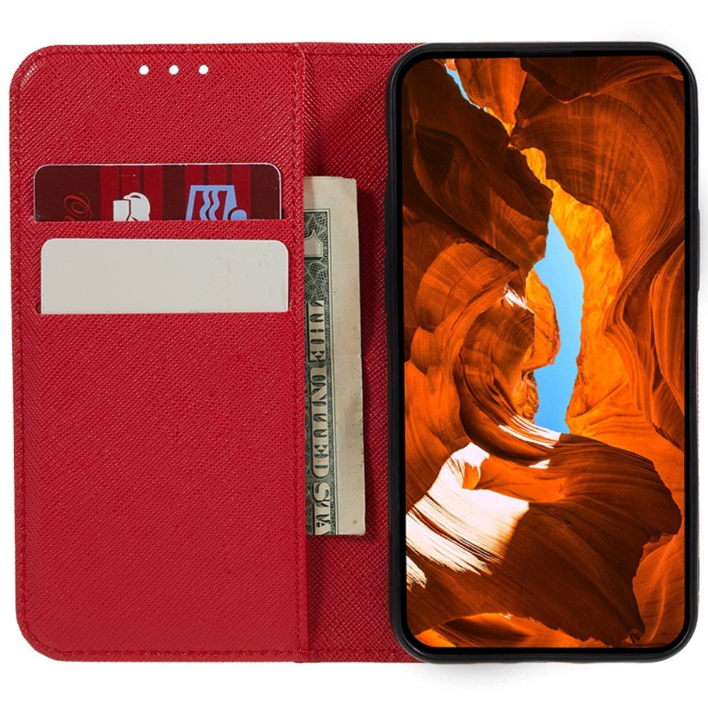 Motorola Edge 40 Leather Case w. Card Holder & Stand Function - Red