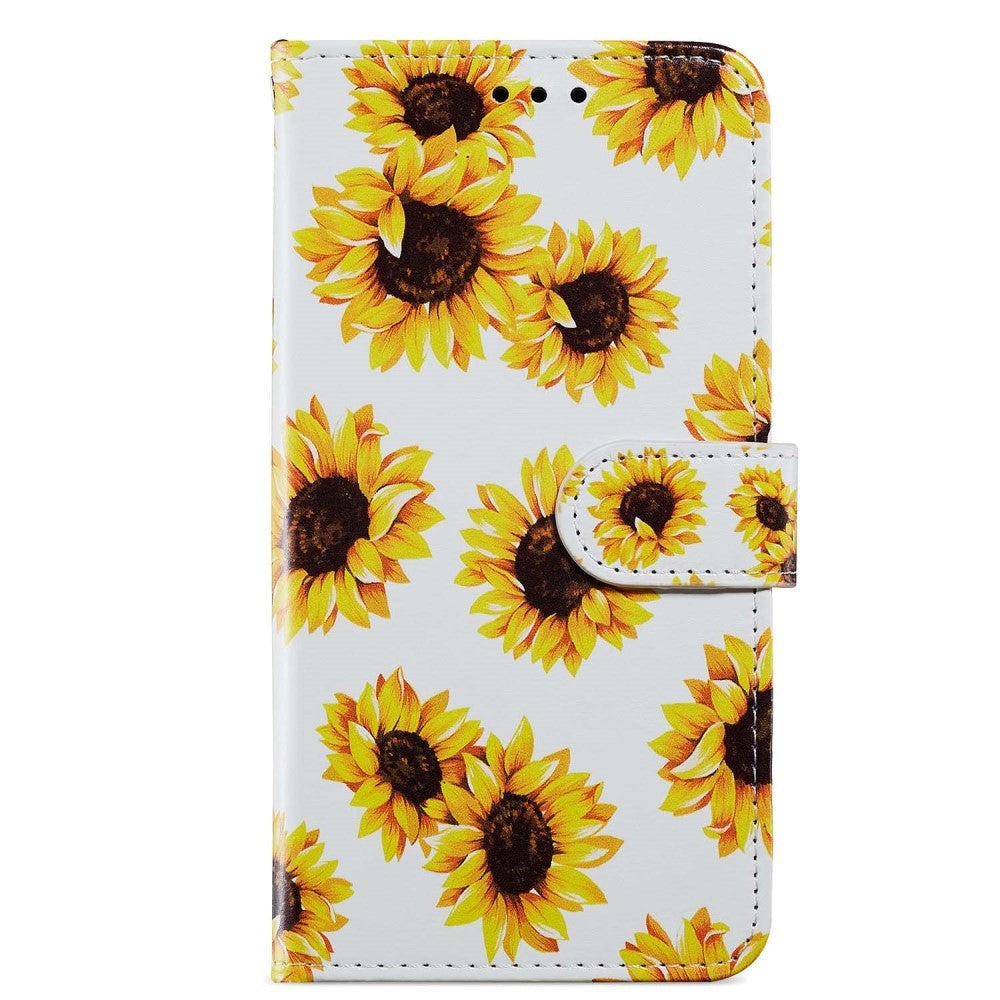 Xiaomi Redmi 12C PU Leather Flip Case w. Wallet and Strap - Sunflowers