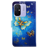 Xiaomi Redmi 12C PU Leather Flip Case w. Wallet and Strap - Gold Butterflies