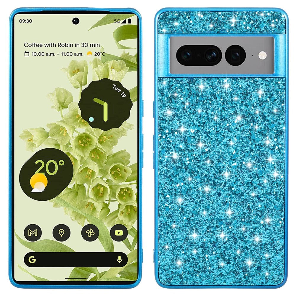 Google Pixel 7A Hard Plastic Case - Glitter - Blue