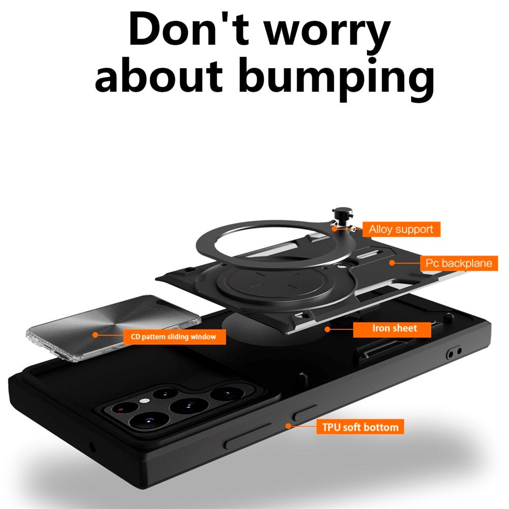 EIDERWOOD Samsung Galaxy S22 Ultra Rugged Case with Kickstand & Cam Slider - Red