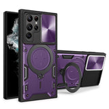 EIDERWOOD Samsung Galaxy S22 Ultra Rugged Case with Kickstand & Cam Slider - Purple