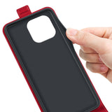 iPhone 15 Pro Vertical Leather Flip Cover w. Card Holder - Red