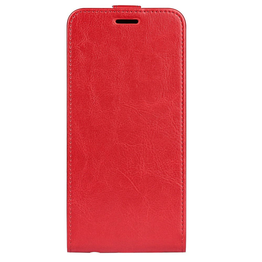 iPhone 15 Pro Vertical Leather Flip Cover w. Card Holder - Red