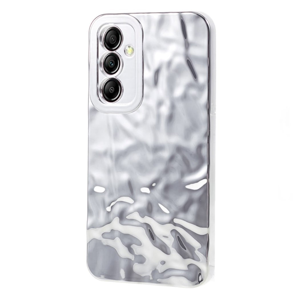 Samsung Galaxy A24 Shiny Flexible Plastic Back Case - Wavy Design - Silver