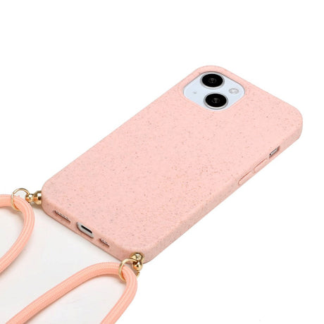 iPhone 15 Plus Flexible Plastic Case with Hand Strap - Pink