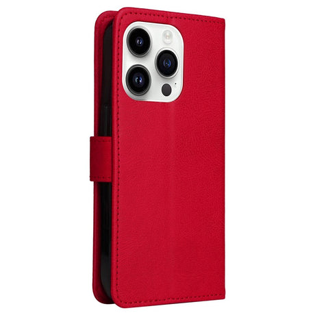 iPhone 15 Pro Leather Flip Case with Wallet and Strap and Wallet - Red