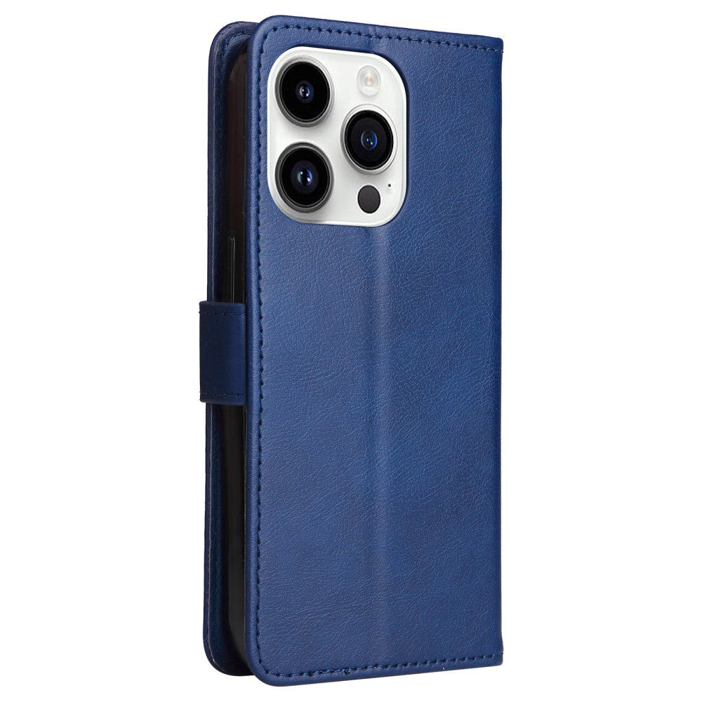 iPhone 15 Pro Leather Flip Case with Wallet and Strap and Wallet - Blue