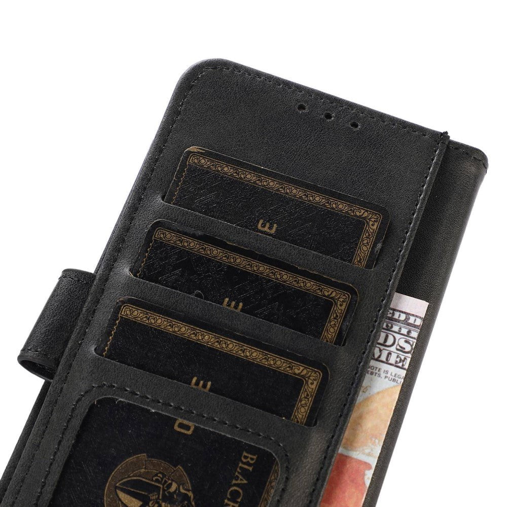 iPhone 15 Pro Leather Wallet Case w. Magnetic Lock - Black