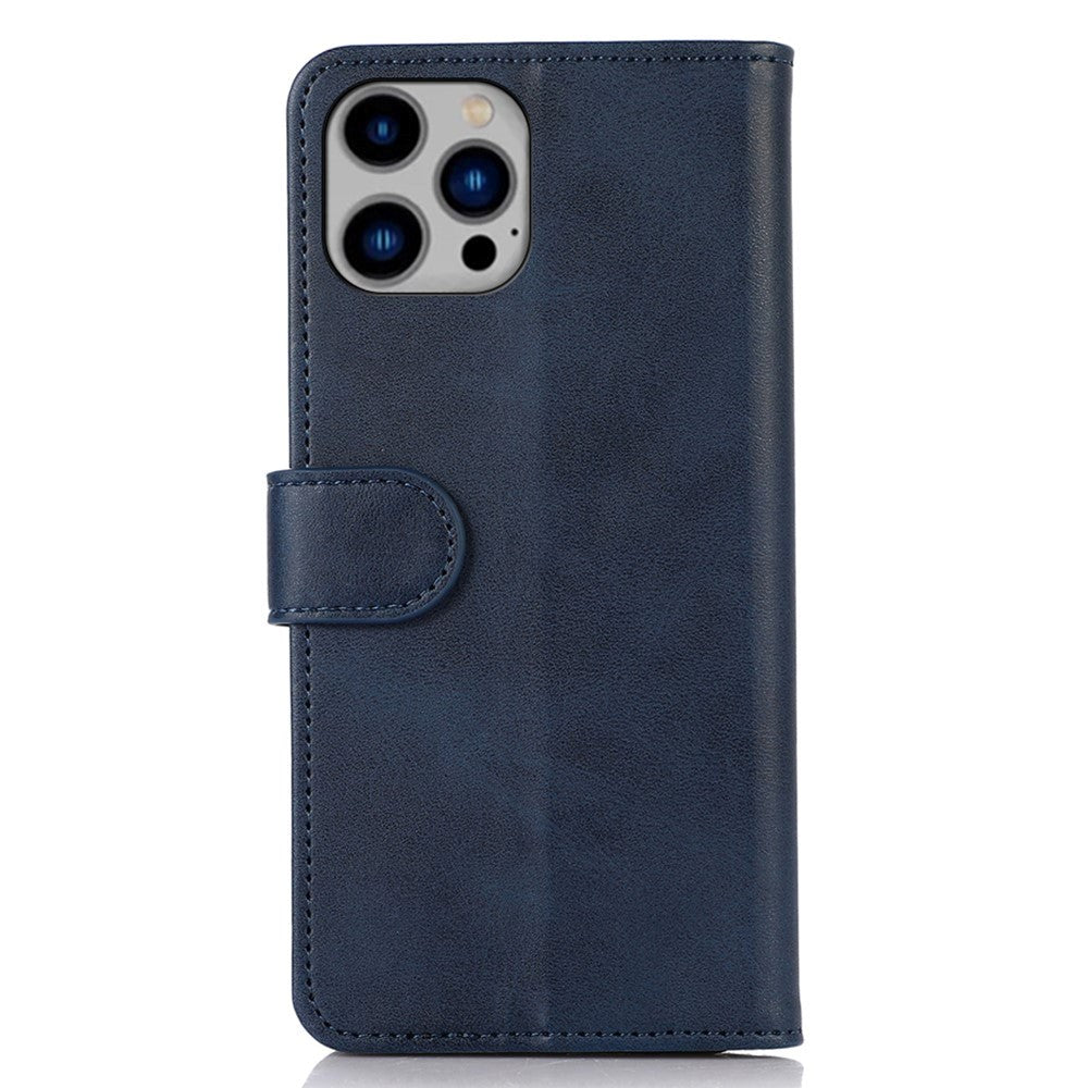 iPhone 15 Pro Leather Wallet Case w. Magnetic Lock - Blue