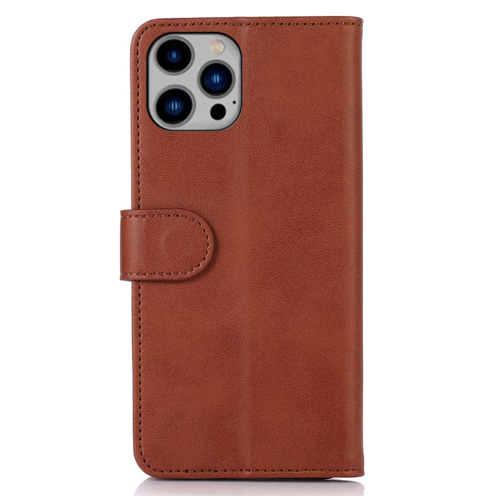 iPhone 15 Pro Leather Wallet Case w. Magnetic Lock - Brown