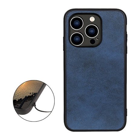 iPhone 15 Plus Leather Covered Plastic Case - Blue