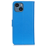 iPhone 15 Litchi Leather Case w. Wallet - Blue