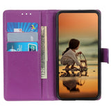 iPhone 15 Litchi Leather Case w. Wallet - Purple