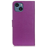 iPhone 15 Litchi Leather Case w. Wallet - Purple