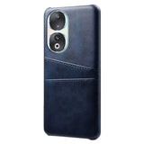 Honor 90 Leather Coated Plastic Case with Card Holder - Dark Blue