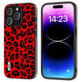 iPhone 15 Pro Flexible Plastic Back Case - Leopard Pattern - Red