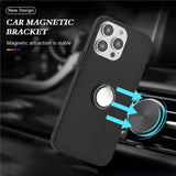 iPhone 15 Pro Flexible Plastic Case w. Magnetic Ring Kickstand - Black w. Black Ring