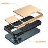 iPhone 15 Pro Hybrid Tough Case w. Card Holder - Gold