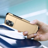 iPhone 15 Pro Hybrid Tough Case w. Card Holder - Gold