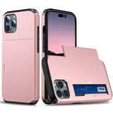 iPhone 15 Pro Hybrid Tough Case w. Card Holder - Rose Gold