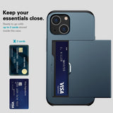 iPhone 15 Hybrid Tough Case w. Card Holder - Dark Blue