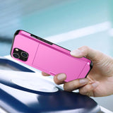 iPhone 15 Hybrid Tough Case w. Card Holder - Pink