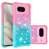 Google Pixel 8 Transparent Glitter Case - Pink / Turquoise