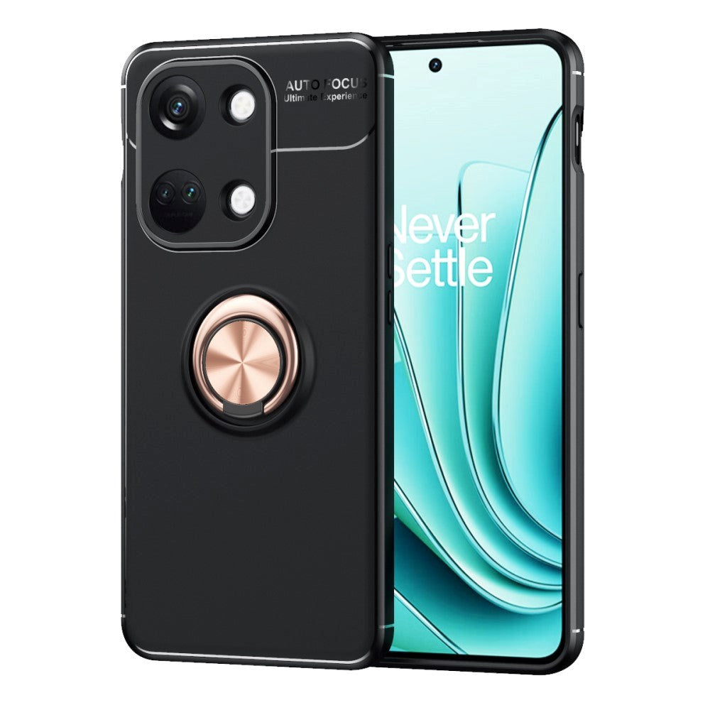 OnePlus Nord 3 (5G) Flexible Case with Magnetic Ring Kickstand - Black with Rose Gold Ring