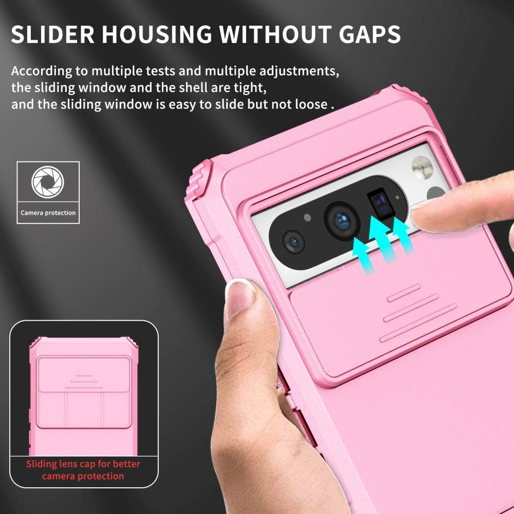 Google Pixel 8 Pro Tough Case w. Kickstand & Cam Slider - Pink