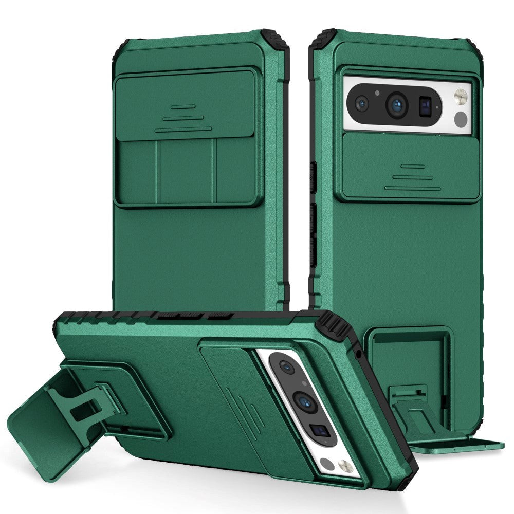 Google Pixel 8 Pro Tough Case w. Kickstand & Cam Slider - Dark Green