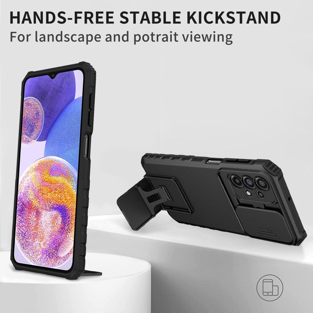 EIDERWOOD Samsung Galaxy A23 / A23 (5G) Tough Case with Kickstand & Cam Slider - Black