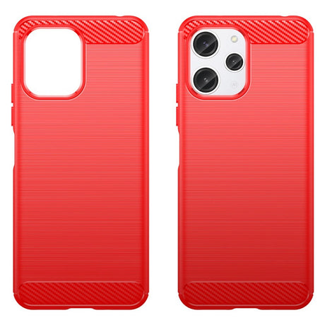 Xiaomi Redmi 12 (4G) / 12 (5G) / Poco M6 Pro (5G) Brushed Carbon Fiber Flexible Plastic Case - Red