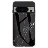 Google Pixel 8 Pro Plastic Case w. Glass Back - Black Marble