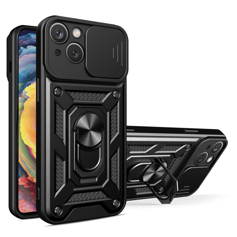 iPhone 15 Tough Case w. Magnetic Kickstand & Cam Slider - Black