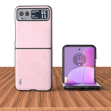 Motorola Razr 40 Leather Covered Plastic Case - Pink