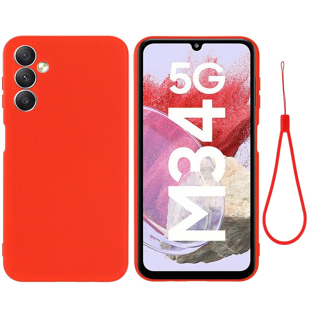 Samsung Galaxy M34 (5G) / F34 (5G) Liquid Silicone Case w. Strap - Red