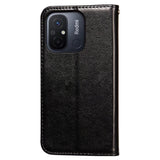 Xiaomi Redmi 12C Leather Case with Wallet and Strap - Black