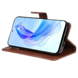 Honor 90 Lite Leather Case with Wallet and Strap - Brown