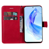 Honor 90 Lite Leather Case with Wallet and Strap - Red