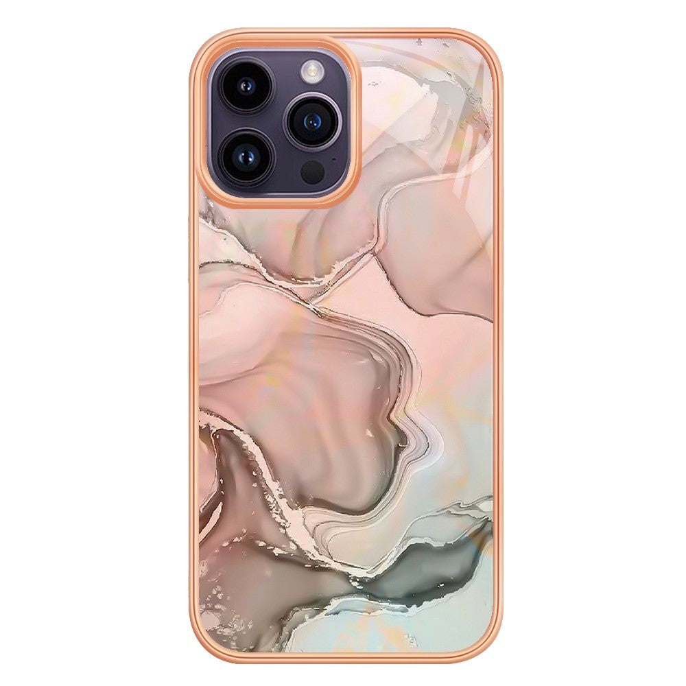 iPhone 15 Pro Hybrid Plastic Case - Pink Marble