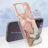 iPhone 15 Pro Hybrid Plastic Case - Pink Marble