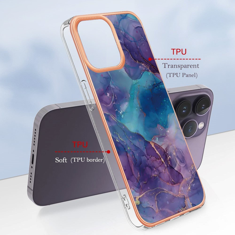 iPhone 15 Pro Hybrid Plastic Case - Purple Marble